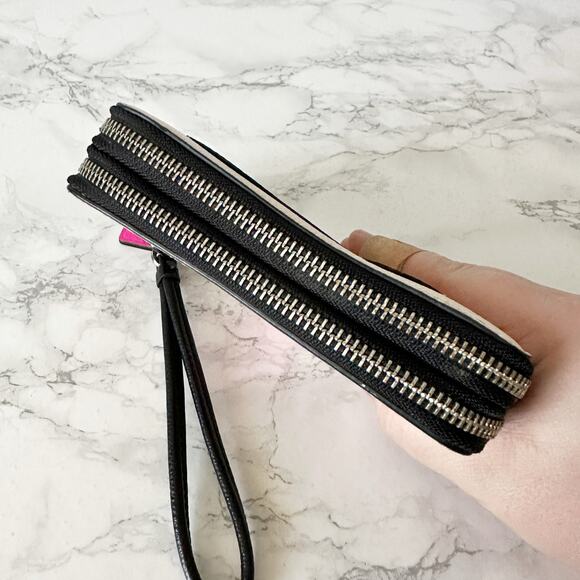 Coach Multicolor Zigzag Zip Wristlet - Yellow, Pink, Black, Tan, White - Picture 6 of 14